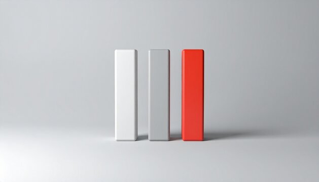 3D three bars with all filled high risk icon isolated on white backgro