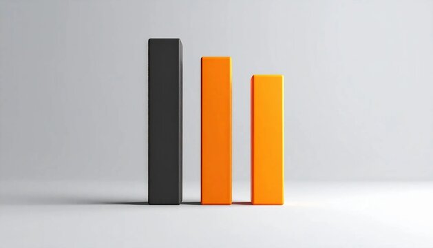 3D three bars with only first filled low risk icon isolated on white b