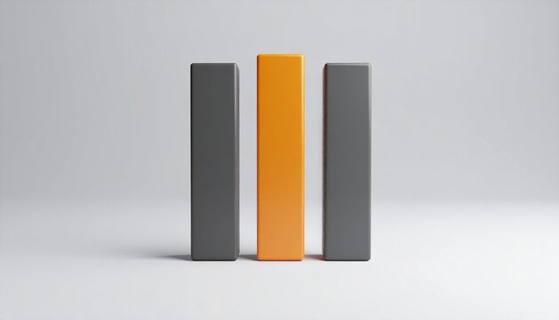 3D three bars with only first filled low risk icon isolated on white b