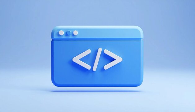 3D rectangle with prompt line terminal window icon isolated on white b