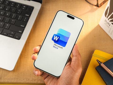 Microsoft Word logo is displayed on a smartphone screen in Bangalore, India, on June 25, 2026
