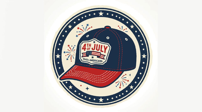 4th of July, patriotic hat, American flag baseball cap, Independence Day icon