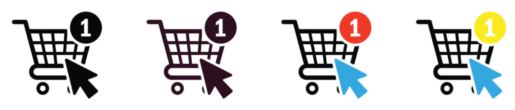 Online shopping cart icons with notification badge for e-commerce website and mobile applications