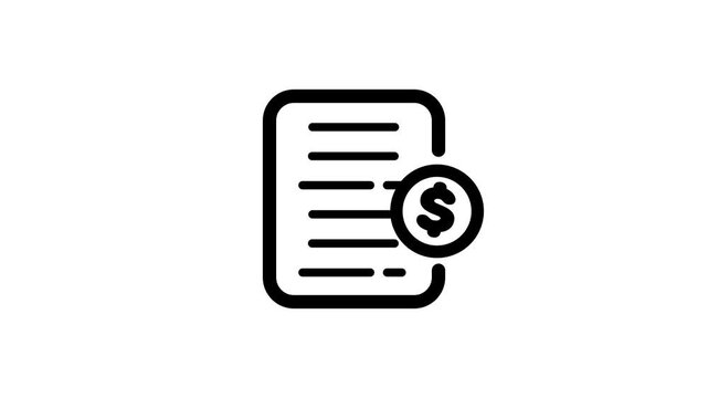 Invoice and financial document icon animation isolated on white background
