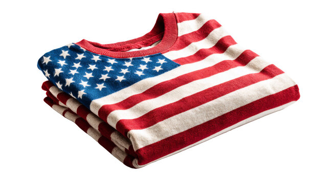 Patriotic t-shirt folded isolated on a white background