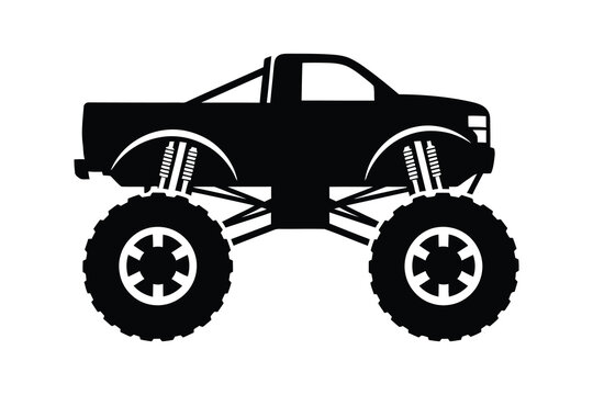 Monster Truck Silhouette Vector Icon and Graphic