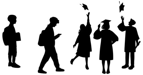 student graduation silhouette vector set