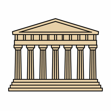 Ancient Classical Temple with Columns and Steps Architectural Landmark.
