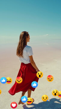 Social Emoji VERTICAL Left 10 Sec &ndash; Animated Emoji Reactions, Social Media Icons and Fun Engagement Overlays for Video Editing, Reels and Stories