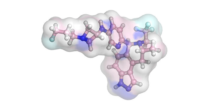 Camizestrant, breast cancer drug, 3D molecule 4K