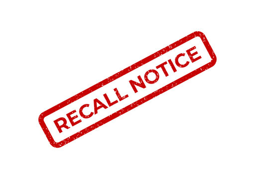 Red grunge rubber stamp impression with the text recall notice