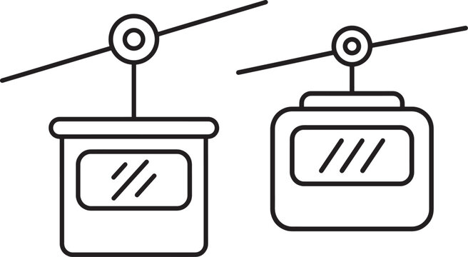 Cable car icon, transportation gondola silhouette vector