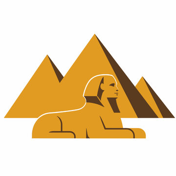 Ancient Egyptian Sphinx with Desert Mountains Background.
