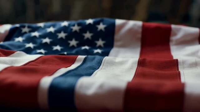 American Flag on Rustic Wood Background for Patriotic Holiday Celebration.