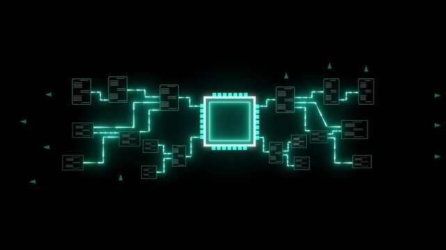 Futuristic Teal Digital Data Flow Network System Technology Processor Circuit Board Animation. ChatGPT said:Technology Digital Data Flow Network And Processor Circuit Board Animation Loop.