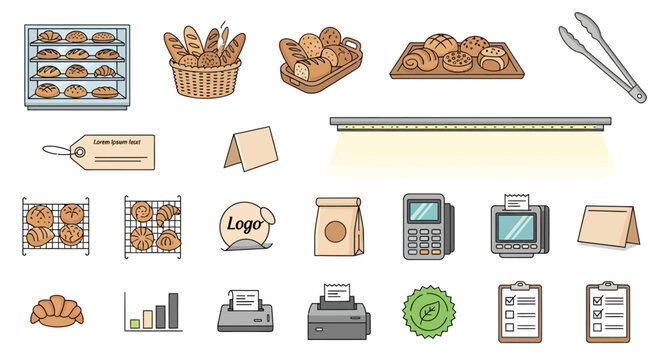 Bakery Shop Equipment Icon Set