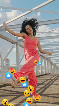 Social Emoji VERTICAL Up 10 Sec &ndash; Animated Emoji Reactions, Social Media Icons and Fun Engagement Overlays for Video Editing, Reels and Stories
