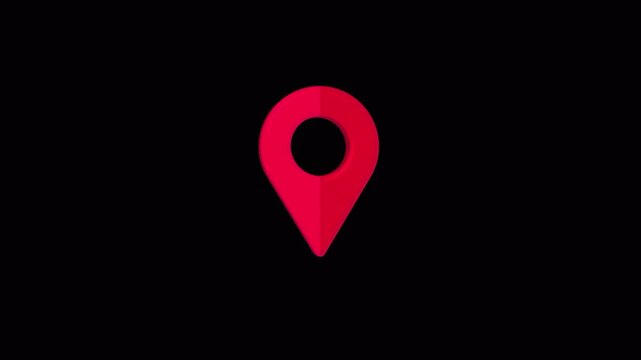 Floating and Rotating Location Pin Icon Animation, 3D Map Marker Floating and Spinning Motion Graphics Animation.