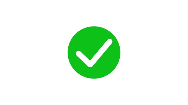 Check mark icon on white background. Tick mark symbol indicating approval or completion.
