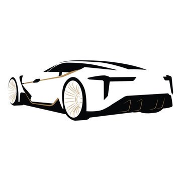 Futuristic Abstract Supercar Vector - Minimalist Automotive Concept Line Art