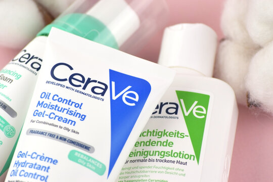 CeraVe cosmetics on the pink background.
