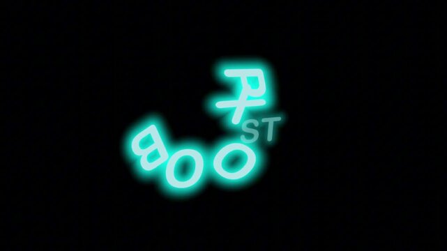 Glowing Cyan Neon Badge 'XP BOOST' with Continuous Loop on Transparent Alpha Channel, Great for Gaming Multiplier Screens