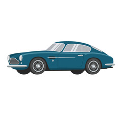 Fototapeta premium Vintage Teal Sports Car - Classic Automobile Icon