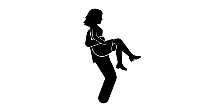 Silhouette of a woman sitting casually.