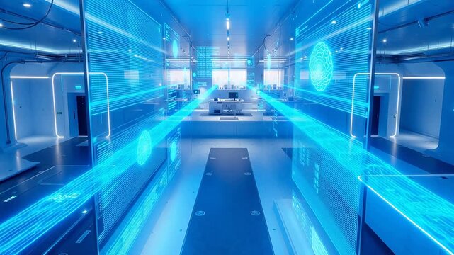 Brainwave Signal Visualization in Futuristic Command Center Design