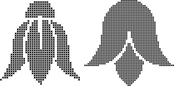 Cross stitch pattern of a stylized flower and bud vector