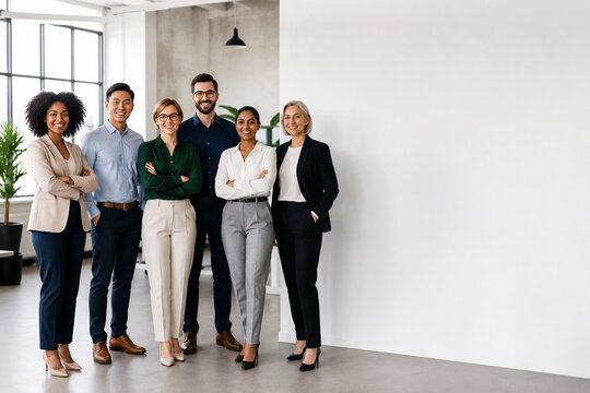 Diverse professional team with copy space for Equal Pay Day