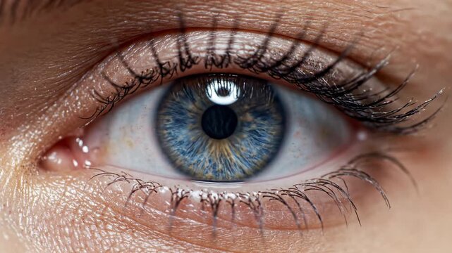 Close-up of an eye showing lashes and skin details during daytime