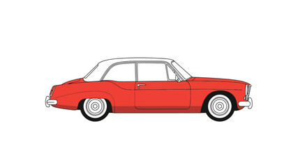 Fototapeta premium Vintage Red Car Illustration
