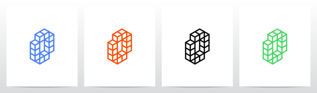Cubes Outlines Arranged into Letter Initial Logo Design Font Typography O