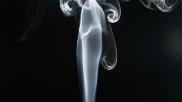 Swirling smoke forms shapes in dark background