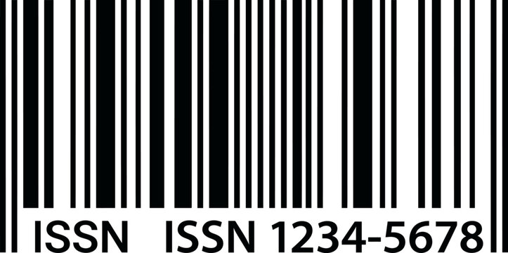 ISSN barcode vector illustration, standard serial number identification code, black and white product tracking label for magazines and periodicals