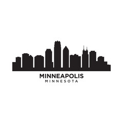 Fototapeta premium Minneapolis Skyline Silhouette Against White Background Urban Cityscape Representation