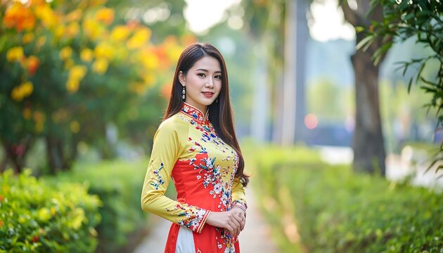 Ao Dai Woman with Vietnam.