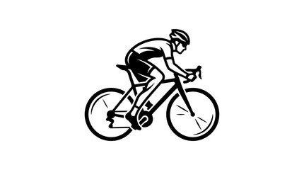 Obraz premium Professional male cyclist on a road bike in dynamic motion, sport riding vector illustration. Bicycle racing athlete.