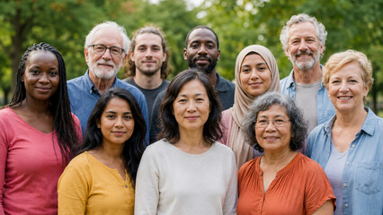 Obraz premium Intercultural community group portrait for unity and peace