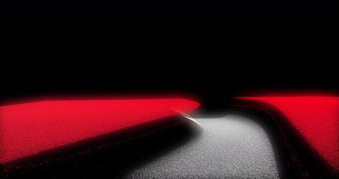 A modern scifi animation captures a moving camera view over purple laser horizon lines. The technical particle mesh serves as a sophisticated backdrop for electronic shows.
