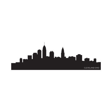 Cleveland ohio skyline silhouette against a white background