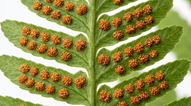 Sori and sporangia are under a common polypody frond.