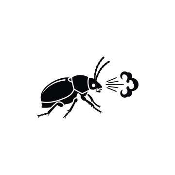 Black beetle spraying gas illustration.
