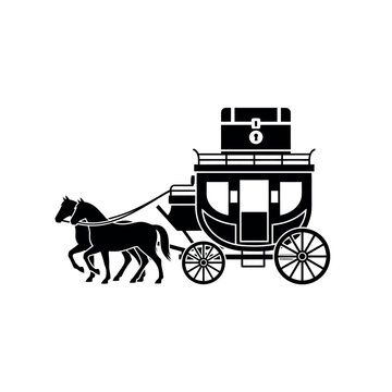 Black horse drawn carriage silhouette.