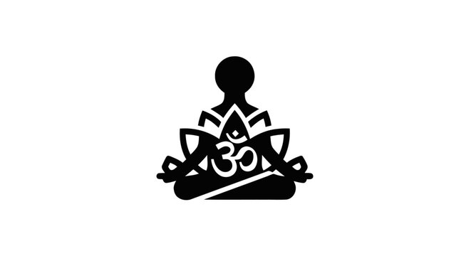 Meditation Yoga Symbol Black Silhouette Icon.