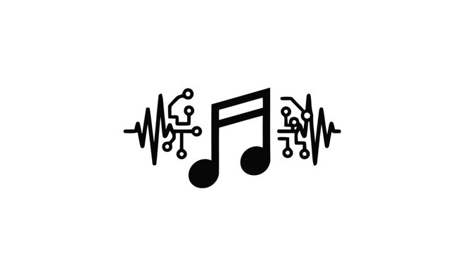 Music note with sound wave.