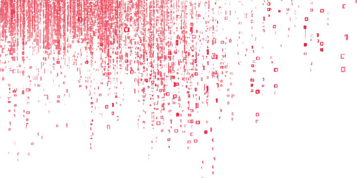 Abstract futuristic red digital binary code matrix rain falling technology data concept background vector illustration.