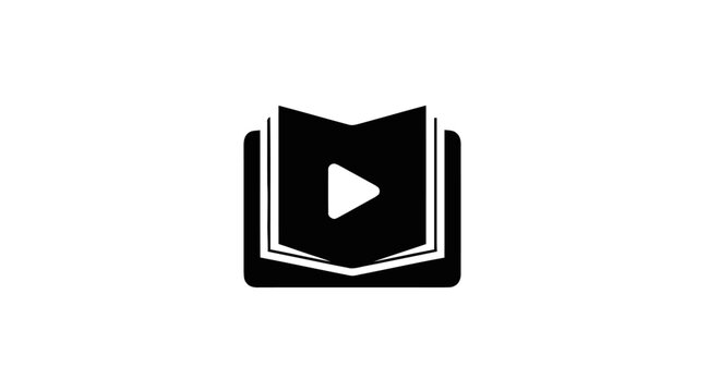 Play button icon on a book.