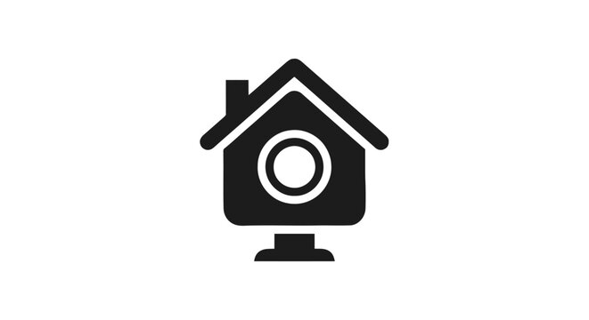 Security camera house icon symbol.